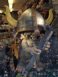 Troll statue in a shop window in the Västerlanggatan shopping street