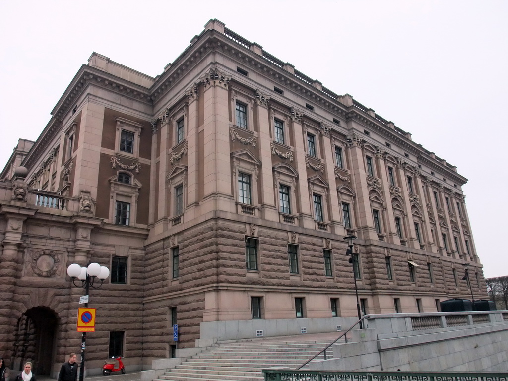 The southeast side of the Riksdag building