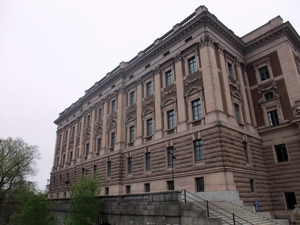 The northwest side of the Riksdag building