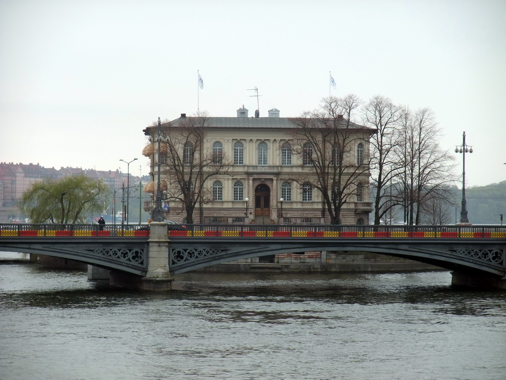 The Vasabron bridge over the Norrström river and the Strömsborg castle, viewed from the Riksbron bridge