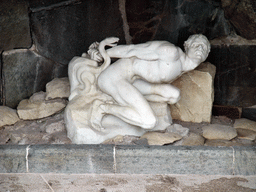 Sculpture `Lokes straff` at the southeast side of the Stockholm City Hall