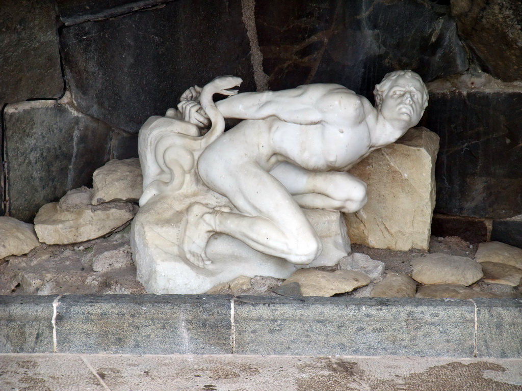 Sculpture `Lokes straff` at the southeast side of the Stockholm City Hall