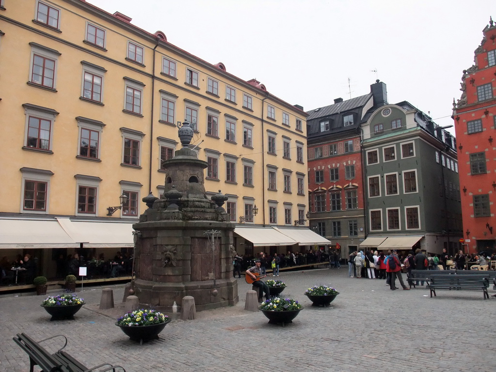 The Stortorget square with a well and a musician
