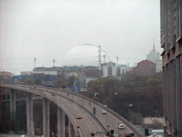 The Ericsson Globe (Stockholm Globe Arena), viewed from the elevator in the Clarion Hotel Stockholm