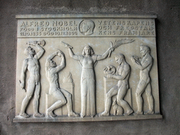 Relief about Alfred Nobel at the south side of the Stockholm City Hall