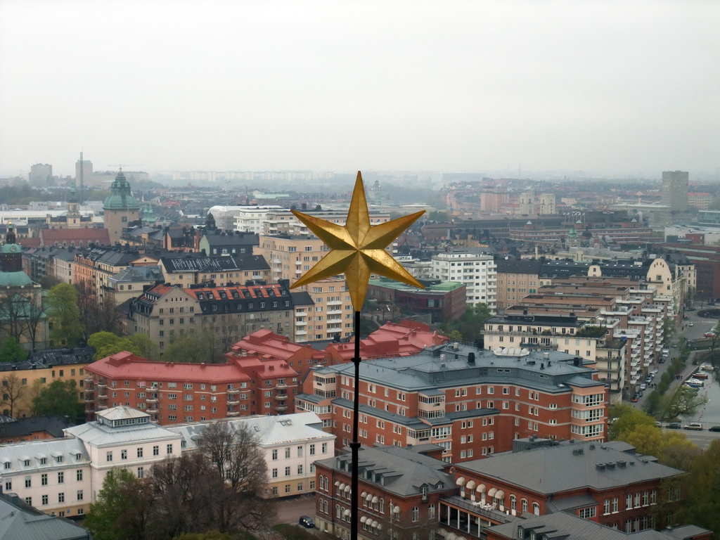 View on the Kungsholmen island with the Kungsholms Church and the Stockholm Court House (Stockholms Radhus), from the top of the main tower of the Stockholm City Hall