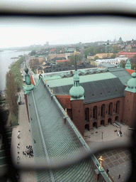 View on the Stockholm City Hall and the Kungsholmen island, from a window in the main tower of the Stockholm City Hall