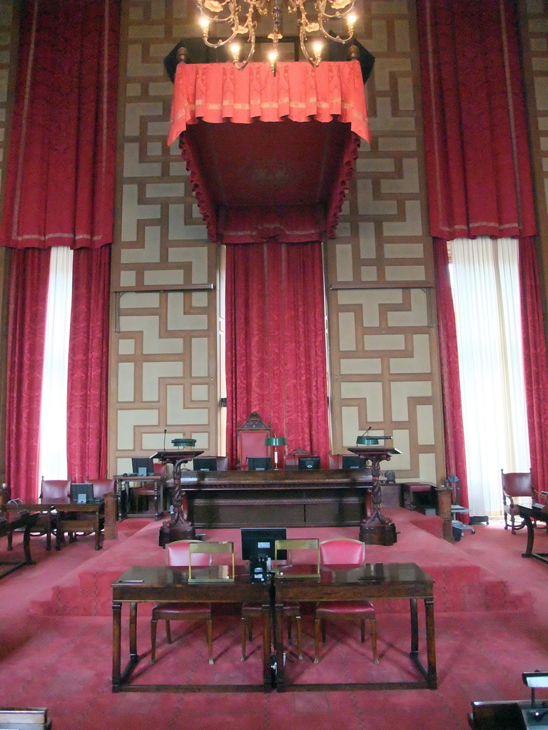 Desks in the Council Hall of the Stockholm City Hall