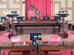 Desks in the Council Hall of the Stockholm City Hall