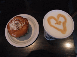 Muffin and coffee in a coffee bar at Stockholm Central Station