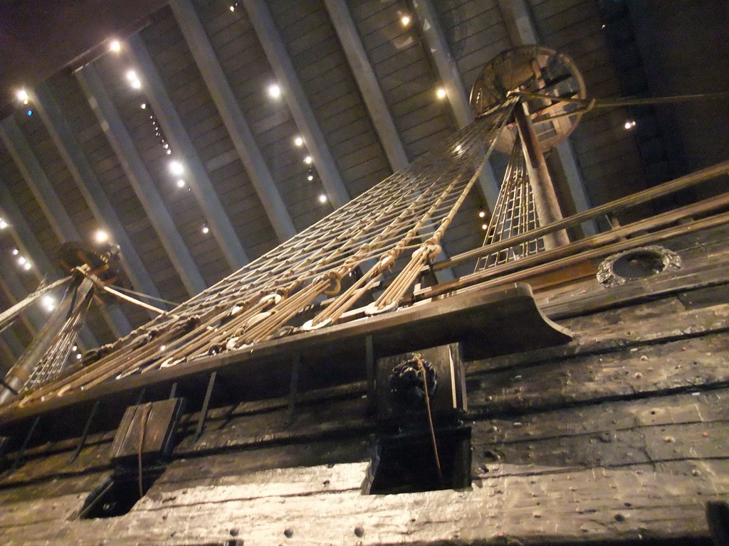 The masts of the Vasa ship, in the Vasa Museum