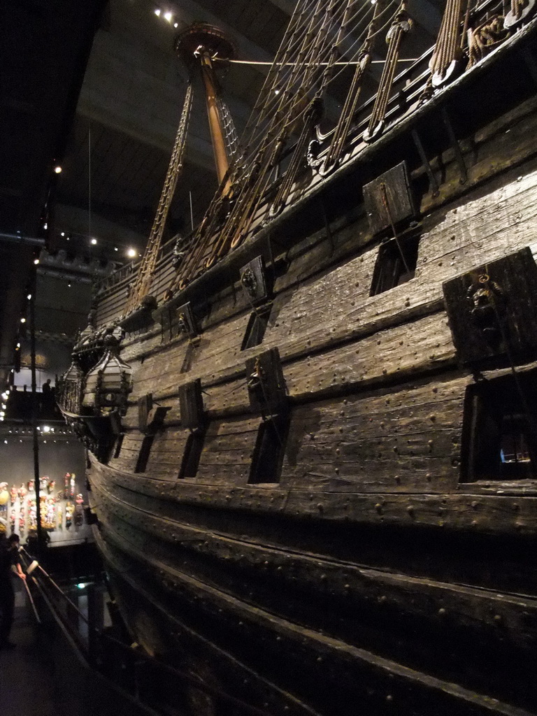 The right side of the Vasa ship, in the Vasa Museum