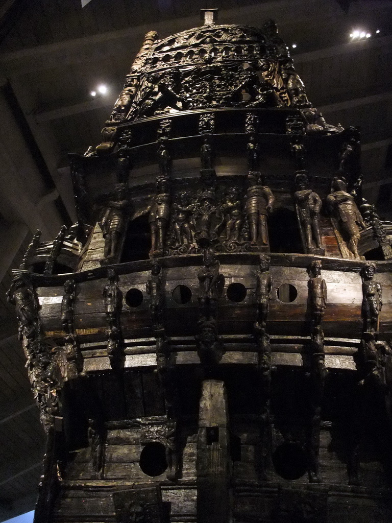 The back side of the Vasa ship, in the Vasa Museum