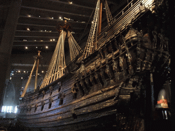 The back left side of the Vasa ship, in the Vasa Museum