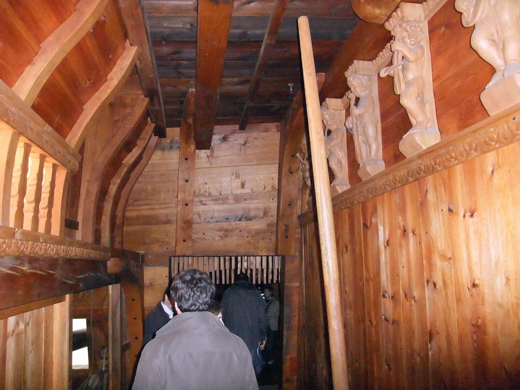 Inside the full-scale model of the half upper deck of the Vasa ship, in the Vasa Museum