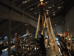 The masts and back side of the Vasa ship, in the Vasa Museum