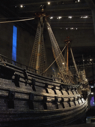 The left side of the Vasa ship, in the Vasa Museum