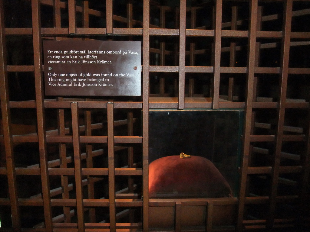 Golden ring found on the Vasa ship, in the Vasa Museum