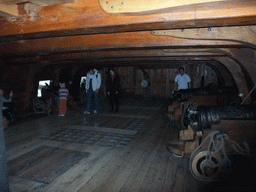 Inside the full-scale model of the half upper deck of the Vasa ship, in the Vasa Museum