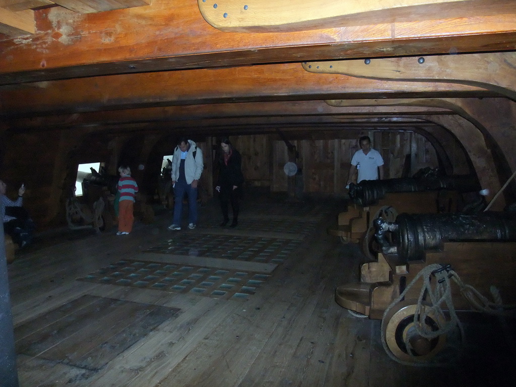 Inside the full-scale model of the half upper deck of the Vasa ship, in the Vasa Museum