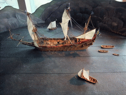 Scale model of the sinking Vasa ship, in the Vasa Museum