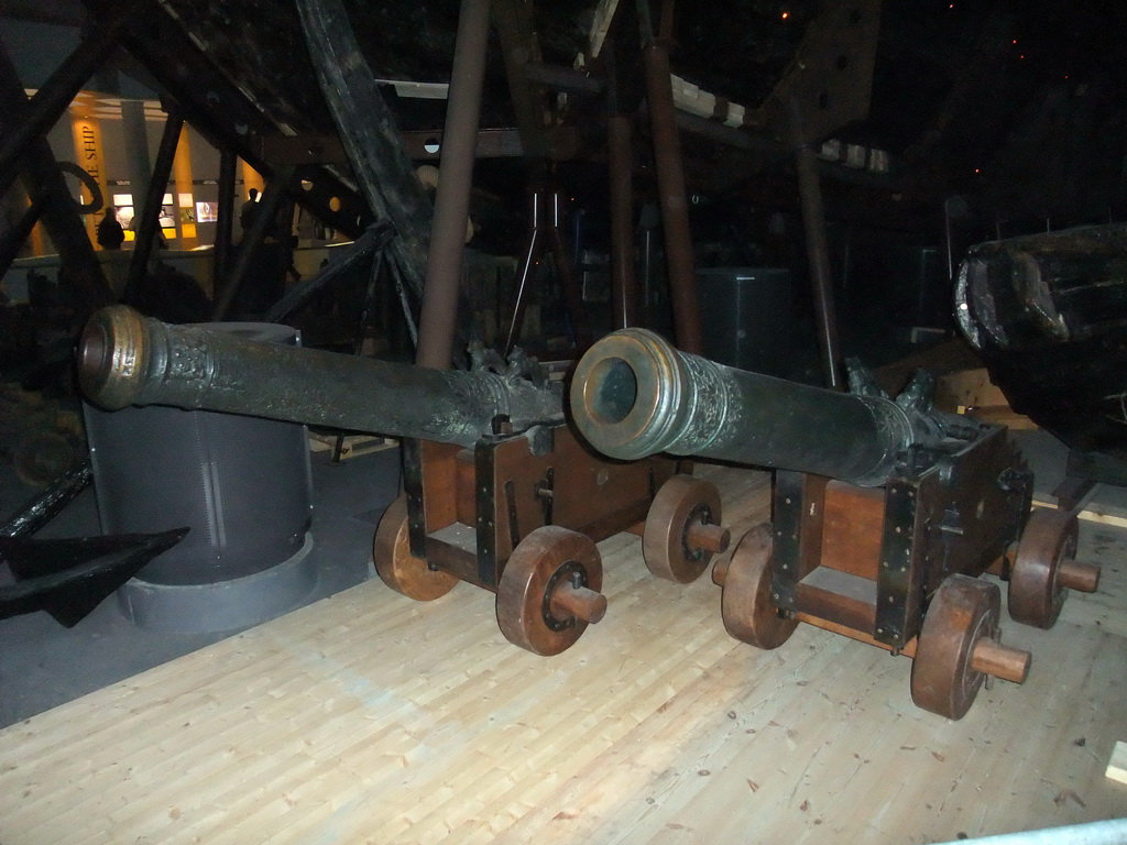 Cannons on the lower floor of the Vasa Museum