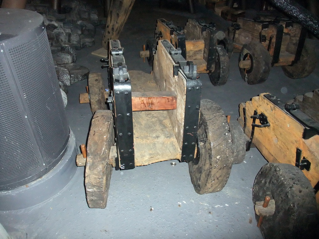 Instruments to keep the Vasa ship in place, on the lower floor of the Vasa Museum