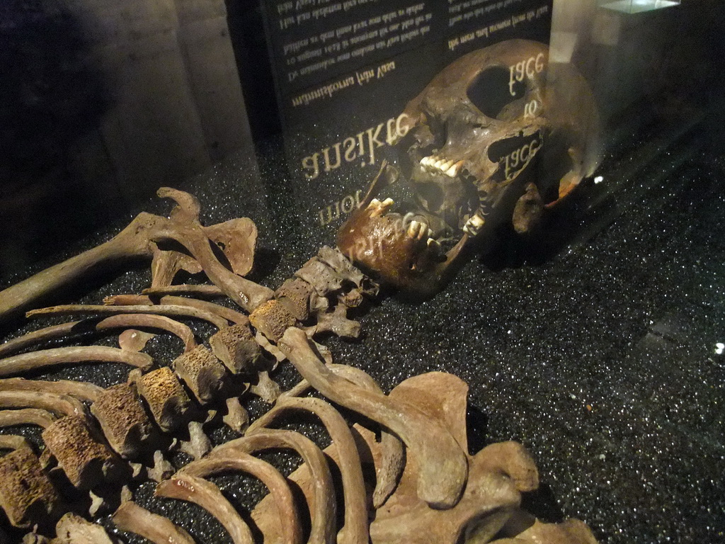 Skeleton of people onboard the Vasa ship, in the Vasa Museum