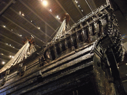 The back left side of the Vasa ship, in the Vasa Museum