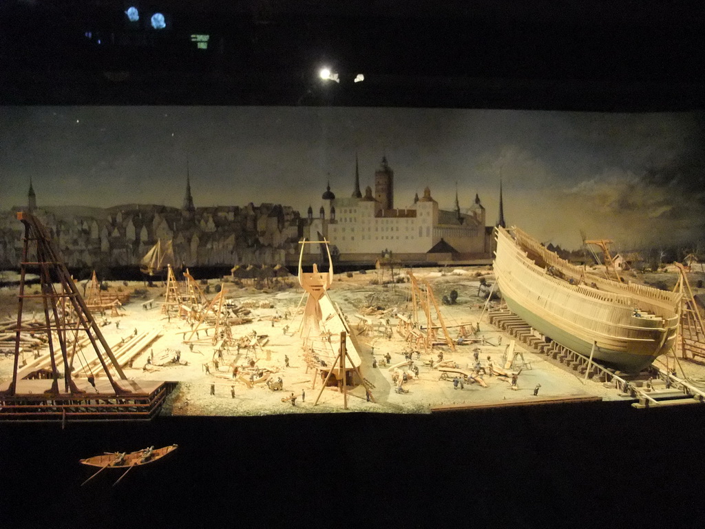 Scale model of the construction of the Vasa ship, in the Vasa Museum