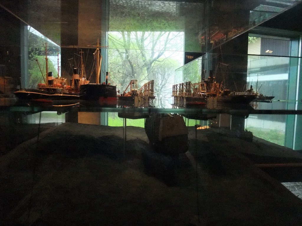 Scale model of the salvage of the Vasa ship, in the Vasa Museum