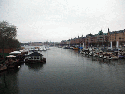 Boats in the Saltsjön bay, viewed from the Djurgardsbron bridge