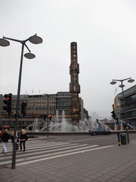 Sergels Torg square, with the obelisk `Crystal - vertical accent in glass and steel`