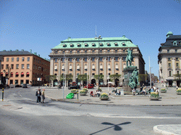 The Gustav Adolfs Torg square with an equestrian statue of Gustav II Adolf and the Dansmuseet