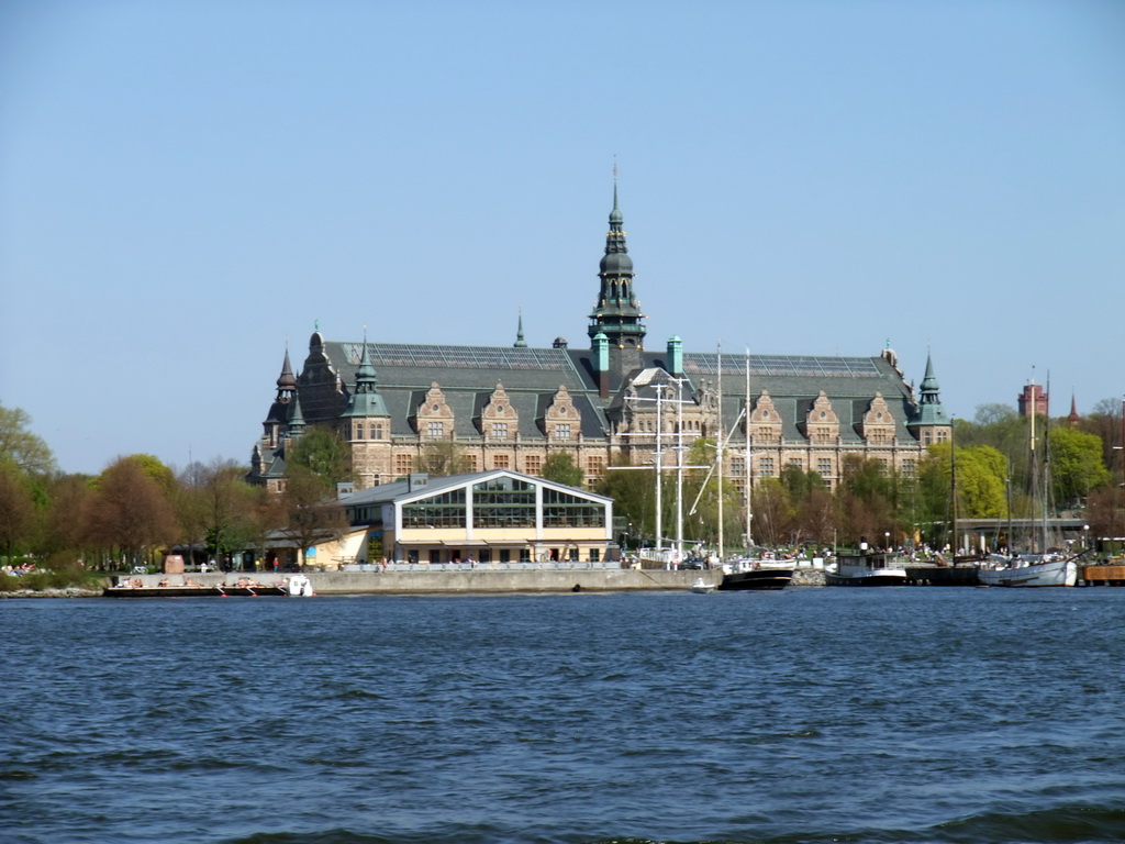 The Junibacken museum, the Nordic Museum and boats in the Saltsjön bay, viewed from the Saltsjön ferry