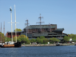 The Vasa Museum and boats in the Saltsjön bay, viewed from the Saltsjön ferry