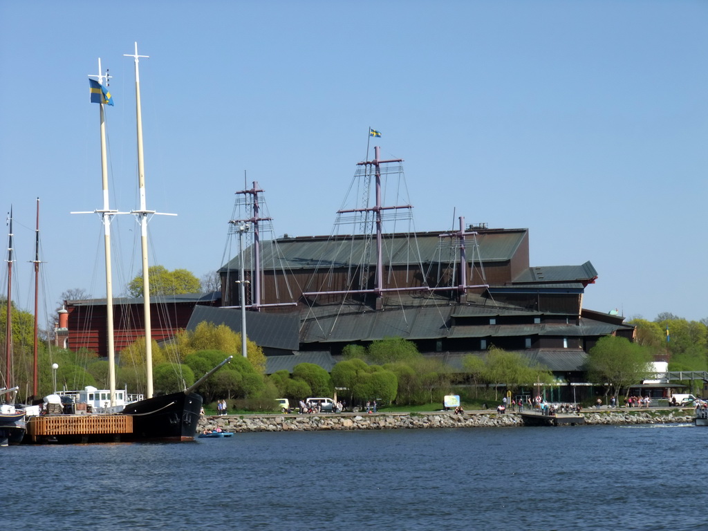The Vasa Museum and boats in the Saltsjön bay, viewed from the Saltsjön ferry