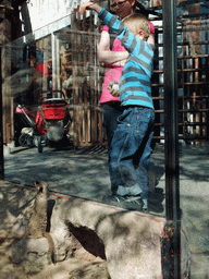 Mother and child with a Meerkat in the Skansen open air museum