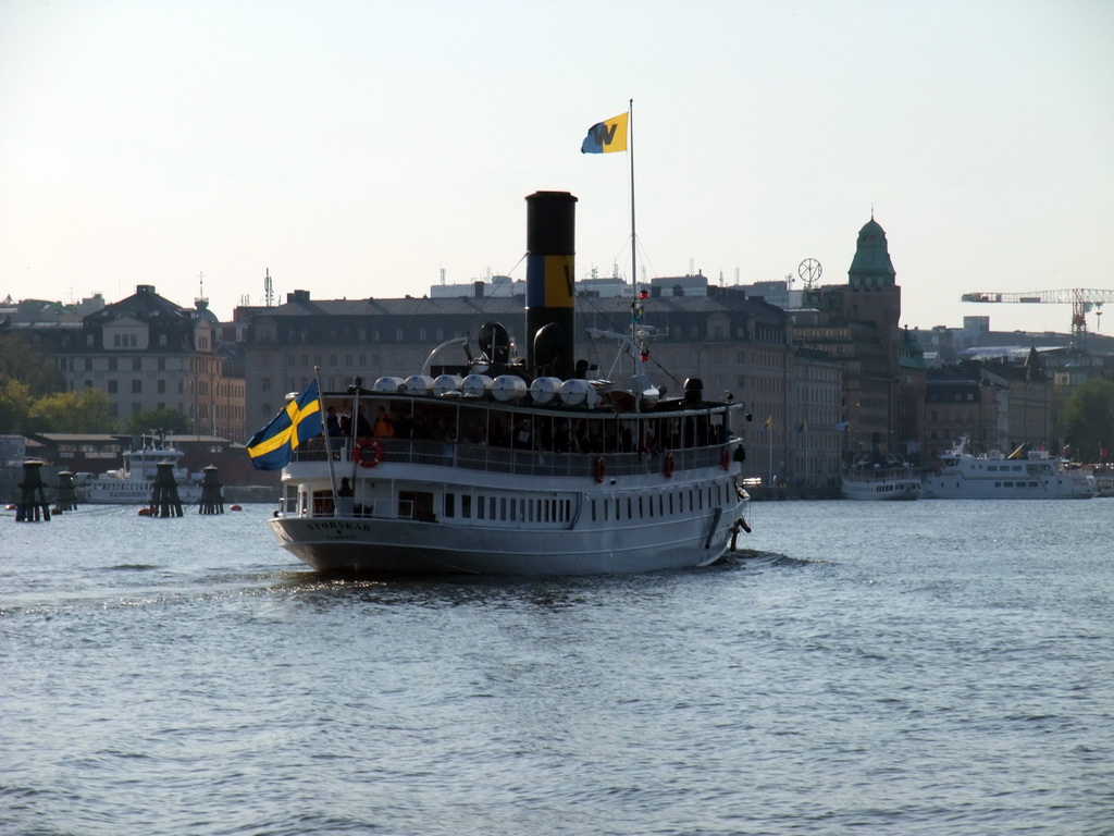 Boats in the Saltsjön bay, viewed from the Saltsjön ferry