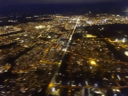 Northwest side of the city of Eindhoven, viewed from the airplane from Eindhoven, by night