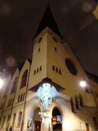 Front of St. Peter`s Church at the crossing of the Upplandsgatan and Kammakargatan streets, by night