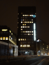 The Bonniers Konsthall building at the Torsgatan street, by night