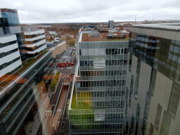 The Karolinska University Hospital at the Eugeniavägen street, viewed from the top floor of the Elite Hotel Carolina Tower