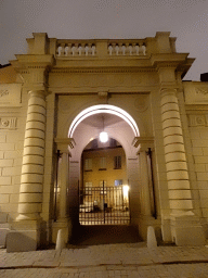 Gate at the west side of the Outer Court of the Stockholm Palace, by night