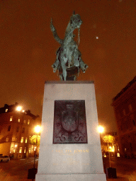 Equestrian statue of King Charles XIV John of Sweden, by night