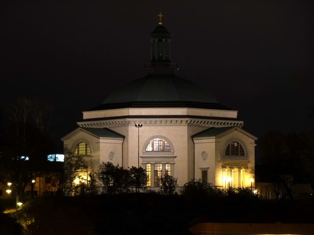 The Eric Ericsonhallen concert hall, viewed from the Skeppsbron street, by night
