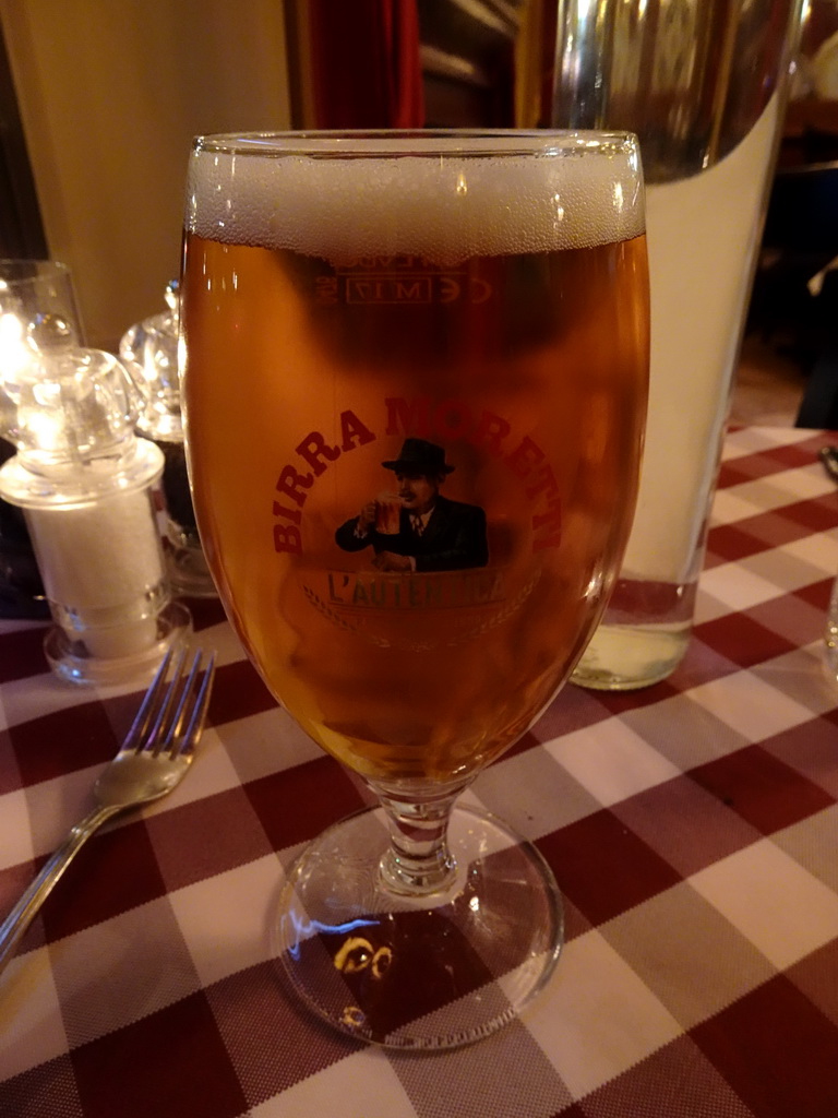 Birra Moretti beer at the Da Peppe restaurant