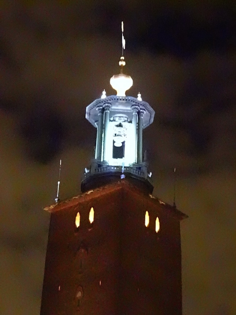 The tower of the Stockholm City Hall, by night