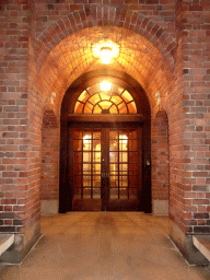 Front door of the Stockholm City Hall, by night