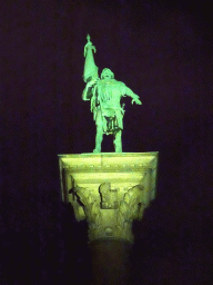 The Monument of Engelbrekt at the Stadshusparken park at the southeast side of the Stockholm City Hall, by night